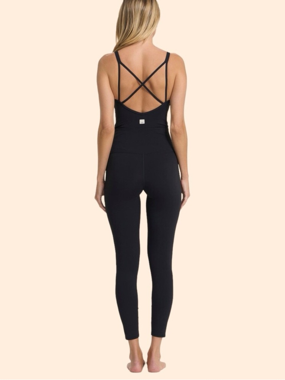 Vuori Mindset Jumpsuit Black Strappy Back Athleisure Yoga One Piece Size S